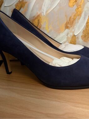 Cole Haan Navy Suede Pointed-Toe Heels